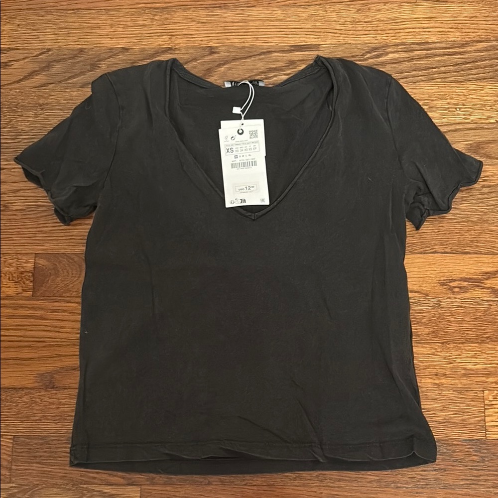 Black V-Neck Women's Top